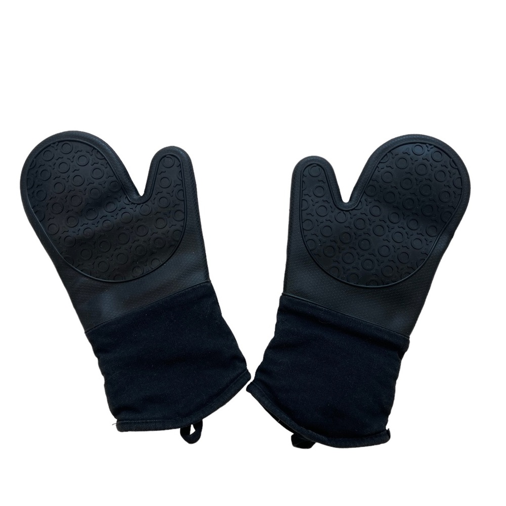 Set of 2 Black Oven Mitts